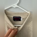 Unique Vintage VTG Milford Knit Henley Button Woven Sweater Cream Beige Oversized Hippie Size L Photo 3