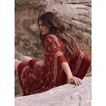 LIN JIA & SHOP RED BOHO PRINT MINI DRESS Sz M Photo 9