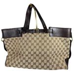 Gucci GG Canvas Brown Leather Tote Shoulder Bag 106251 Photo 0