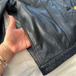 Ralph Lauren Vintage 100% Leather Button Front Jacket Navy Blue & Gold Sz. Small Photo 7