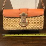 Michael Kors Vintage Rattan Leather Clutch Gold Turn Lock Chain & Leather Strap Photo 12