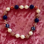 Patriotic Stretch Necklace Red White Blue Striped 4th of July American Photo 0