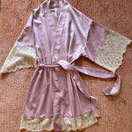 Flora Nikrooz  Pink Satin Lace Robe Kimono Size XS Photo 0