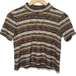 BCBGeneration Striped Crop Top Medium Y2K Raw Hem Shirt Boho Stripes Photo 0