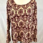 Signature Studio long sleeve damask print open ladder back top size XL Photo 2
