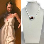 Free People  Choker Necklace in White Ceramic NWT Bohemian Beach Layering Neutral Photo 1