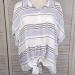 BEACH LUNCH LOUNGE Striped Tie Front Short Sleeve Button Down Shirt-XL Photo 0