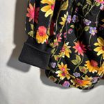 VTG AOP‎ Flowers Snap Jacket Cotton Black Floral Lady Bugs Gma Cottage Boho XXL Photo 3