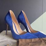 Gianvito Rossi NWOB Blue Suede 100mm Pumps Sz 37 Photo 0