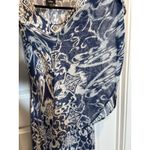 MSK Blue Floral Long Bell Sleeve Dress Medium Work Office Party M Photo 2