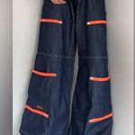 Vintage Kik Girl Wide Leg Baggy Cargo Jeans Y2K Size 9 Coachella/Rave/EDC VIBE Blue Photo 0