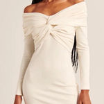 Abercrombie & Fitch NWT  Long Sleeve Off-Shoulder Cream Mini Dress XXSP Photo 0
