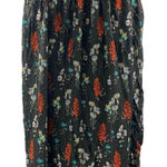 Natural Life  Addie Black Floral High Waisted Slit Pleated A Line Midi Skirt XS Photo 0