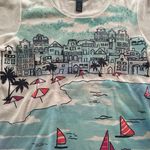 Karen Scott Beach Ocean Boat Scene Bedazzled Scenery Casual T-Shirt Women's Sz S Photo 1