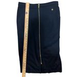 Catherine Malandrino  Size 8 Navy Pencil Skirt‎ Gold Zipper Front Stretch Photo 6
