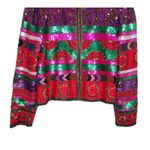 VTG 80s 100% Silk Jacket Sequin Beaded Glam Cropped Party Disco Evening Size M Red Size M Photo 2