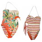 Trina Turk One Piece Reversible Swimsuit Costa de Prata Bandeau Size M/L Resort Photo 1