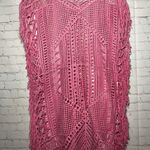 Vitamin A  Magic Hour Macrame Pink Crochet Tassel Kaftan Beach Cover Up Dress P/S Photo 0