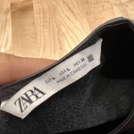 ZARA  Womens Black Faux Leather Long Puff Sleeve Drawstring Top  Size Large Photo 6