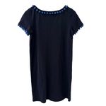 Boden Pom Pom Crew Neck Pullover Shift Dress Blue Size 2 Petite Blue Photo 3