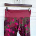 Adidas Womans Leggings Camo Grid Pink Red Gray Athletic Medium Photo 3