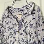 Cynthia Rowley  Linen Lavender Floral Button Down Shirt 2X Photo 2