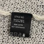 POL Boho Distressed Knit Ivory White Poncho Sweater, Medium Photo 7