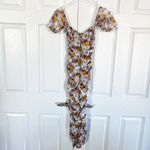 Pretty Little Thing  Nude Floral Print Drape Bardot Midi Dress Photo 9