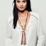 Free People Women Tunic Top Dress XS Ruffle Neck Crochet Lace White Victorian Photo 0