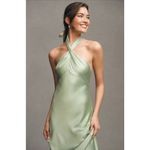 BHLDN Anthro  Selma Halter-Neck High Shine Satin Maxi Dress M Photo 3