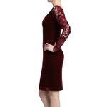 Badgley Mischka  Black Velvet Deep V Neck Lace Long Sleeve Cocktails Dress Size 4 Photo 2