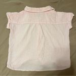 BeachLunchLounge Light Baby Pink Gauze Short Sleeve Cotton Button Down Top Photo 6