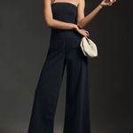 Anthropologie Pilcro Strapless Polished Wide-Leg Denim Jumpsuit, Size 4 Photo 2