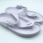 Viva Womens Sandals Rubber Slide Slip On Thong Buckle White Size 38 US 7 Photo 0
