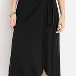 Maurice's  Faux Wrap Midi Skirt Solid Black High Rise Side Tie Photo 0