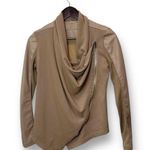 BLANK NYC Womens Tan Drape Moto Jacket XSmall Asymmetrical Zip Biker Punk Grunge Photo 0