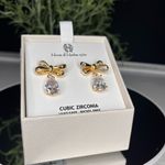 House of Harlow 1960 Gold Bow Cubic Zirconia Drop Earrings NWT Gift Boxed Photo 3