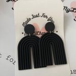 Handmade Black U-Shaped Drop Earrings  Photo 0