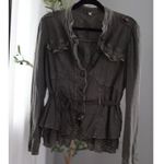 Free People Olive Green Military Style Blazer Photo 2