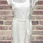 Madison Leigh White Belted Eyelet Sheath Dress Preppy and Chic Sizeb10 Photo 0