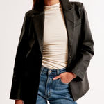 Abercrombie & Fitch  Black Vegan Leather Blazer Jacket Photo 0