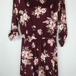 French Grey Women's Floral Brushed Knit Dress‎ Burgundy Medium NWT Bohemian Red Photo 0