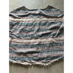 Bob Timberlake Top Women Medium Cotton Linen Stripe Fringe Southwestern Festival Blue Photo 3