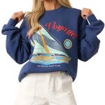Daydreamer Bon Voyage BF Sweatshirt in Washed Indigo, Size Small New without Tag Photo 6