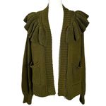 Madewell Ruffle Cardigan Sweater in Golden Spinach Size Small Western Bohemian Photo 7