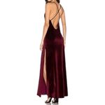 NBD  Women’s S Burgundy Wine Velvet In the Deep Slit Sides Low Back Maxi Dress Photo 1