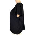 W5  Womens Peasant Top Blouse Shirt V Neck Woven Detail Pullover Black White Med Photo 5