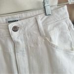Sonoma  Skirt Denim Fray Release Hem A-Line White 8 Stretch Party Work Trendy Mod Photo 5