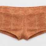 Aerie NEW Crinkle High Waisted Cheeky Bikini Bottom in an amber clay color XS Photo 0