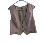 SheIn  Brown Beige Plaid Cropped Vest Adjustable Straps Modern Layering Piece 1X‎ Photo 2